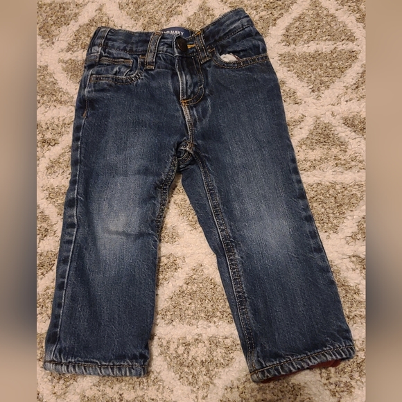 4 for $28 - Old Navy 18-24m Blue Straight Jeans (Maroon Fleece Lined) - Picture 1 of 4